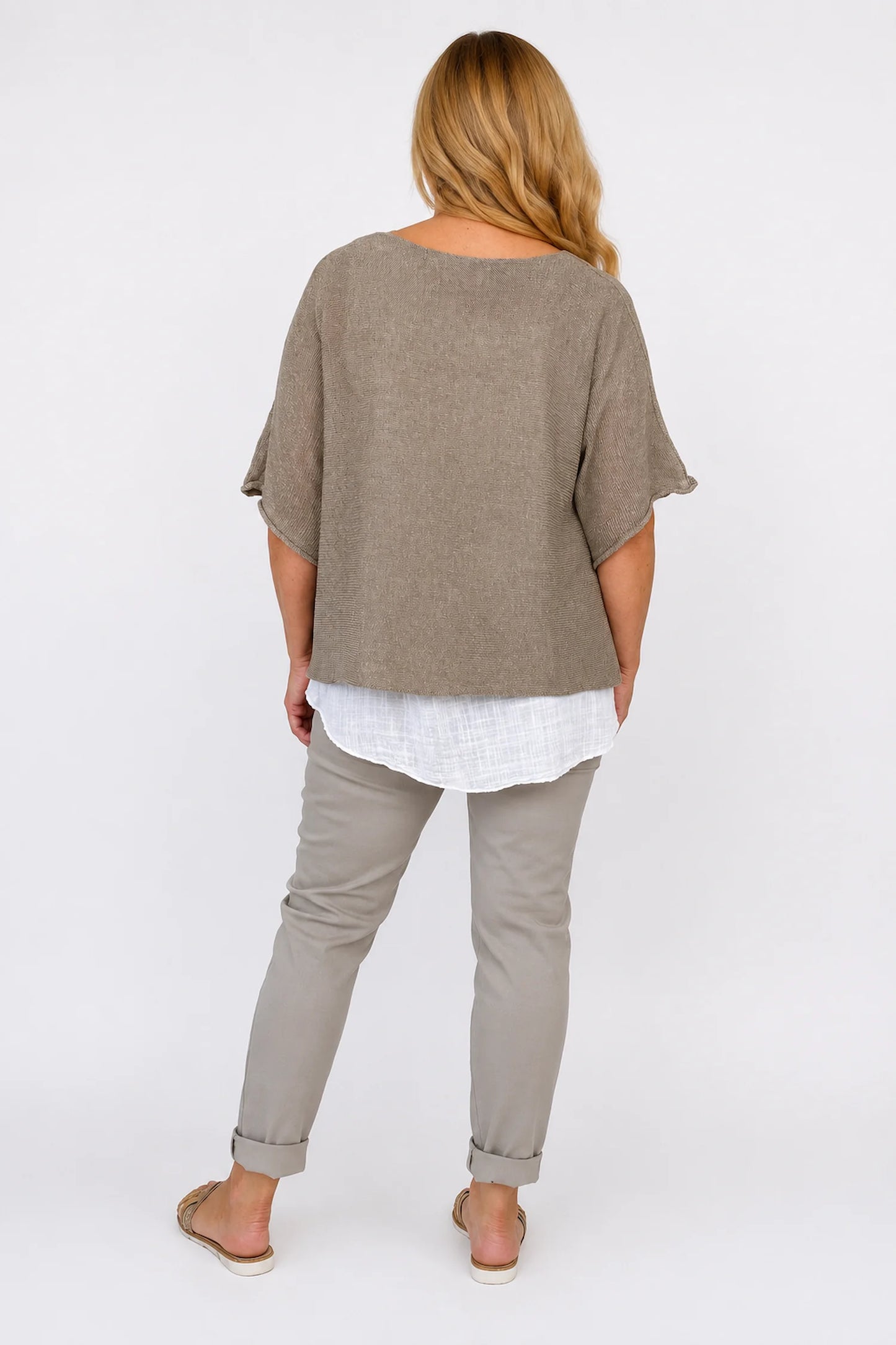 Cotton Seam Sleave Knit Batwing Jude Top - Mocha