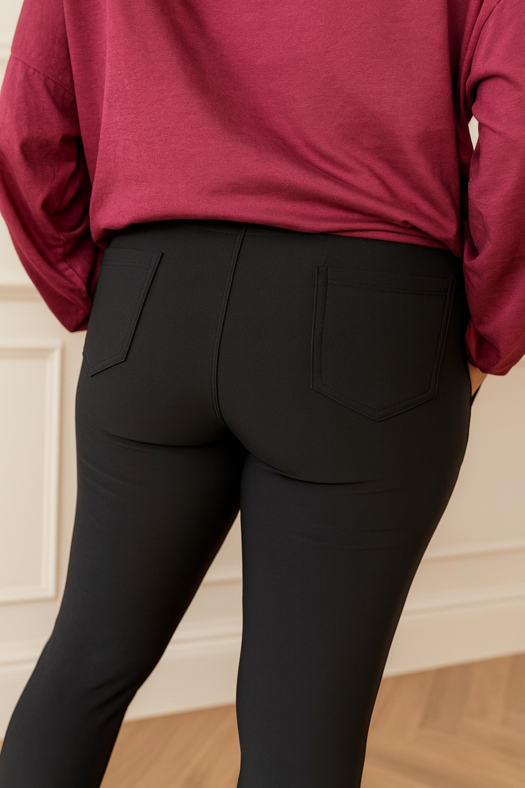 Cotton Double Pocket Badge Detail Jasmine Pant - Black