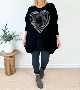 Premium Knit Papillonne Diamanté Heart Jumper AW24