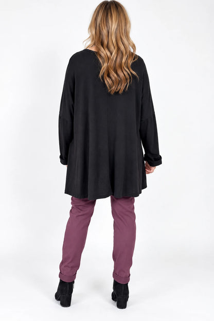 Fine Knit Como Necklace Top - Black