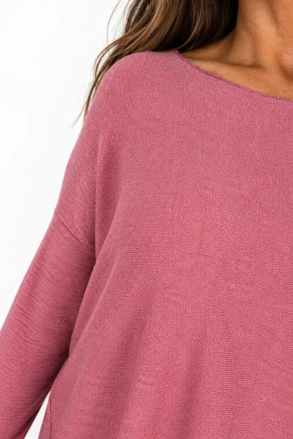 Wool Mix Soft Knit Cassi Top - Vintage Rose
