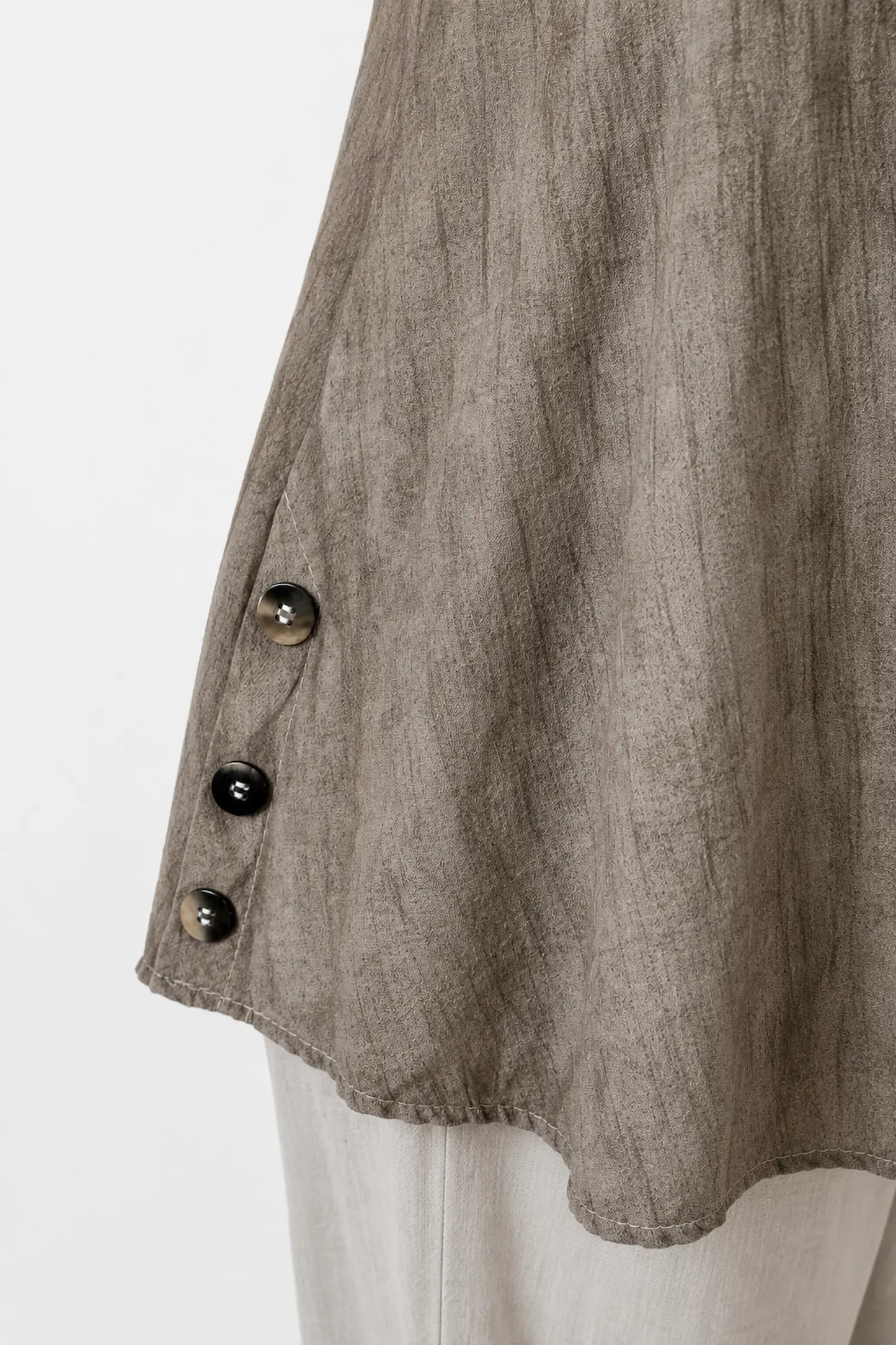 Lightly Textured Button Detail Carla Necklace Vest - Washed Mocha