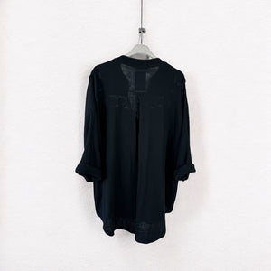 Oversized Bubble Cotton Positano Shirt - Black