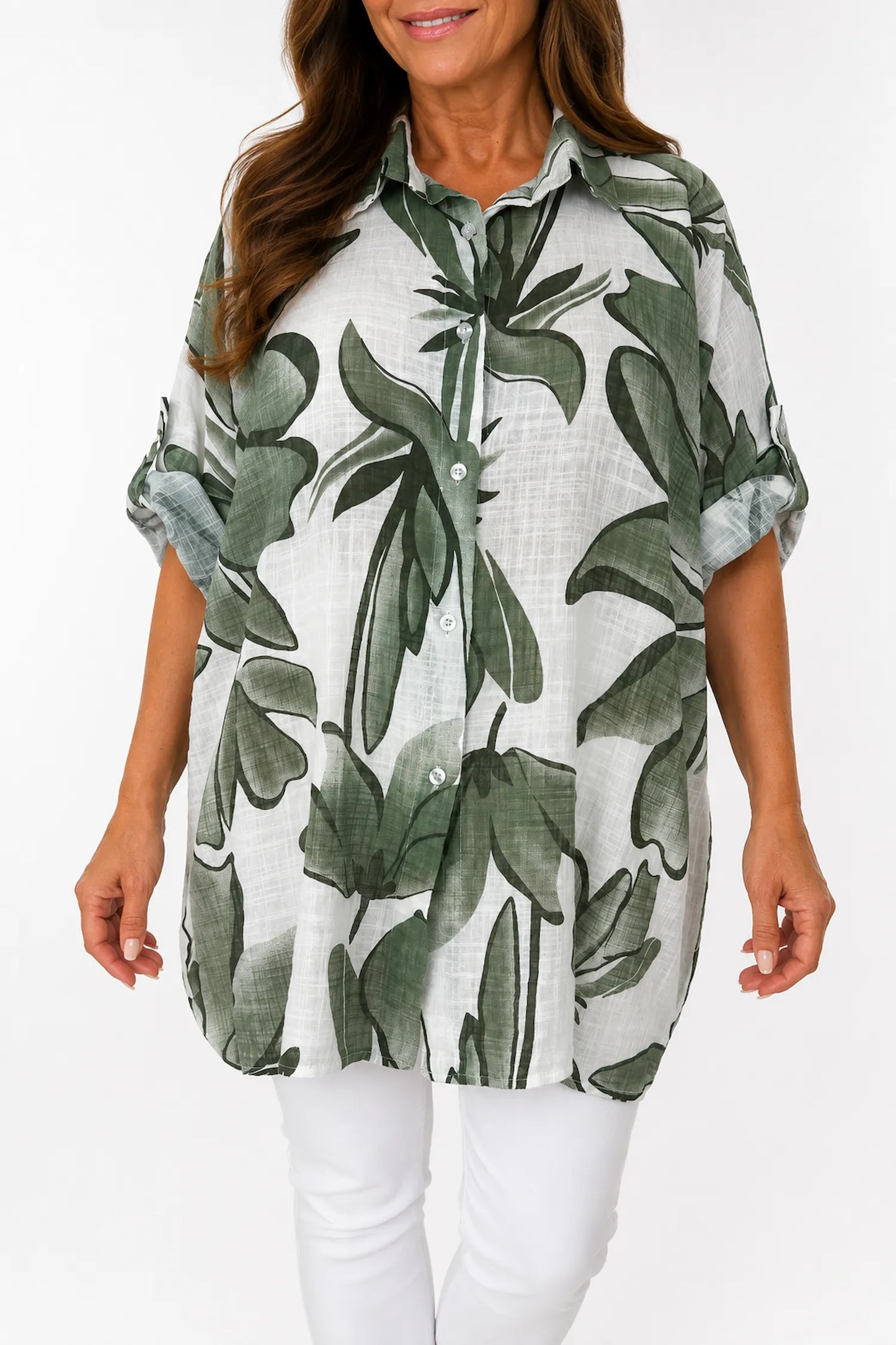 Pure Cotton Button Sleeve Milano Button Shirt - Palm Green
