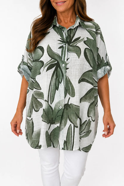 Pure Cotton Button Sleeve Milano Button Shirt - Palm Green