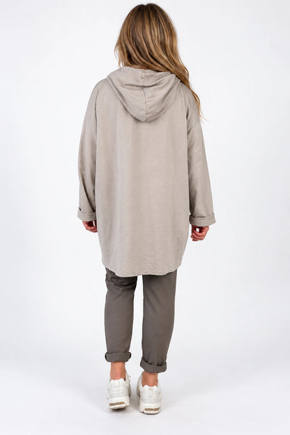 Cotton Sequin Heart Veronica Hoodie - Beige