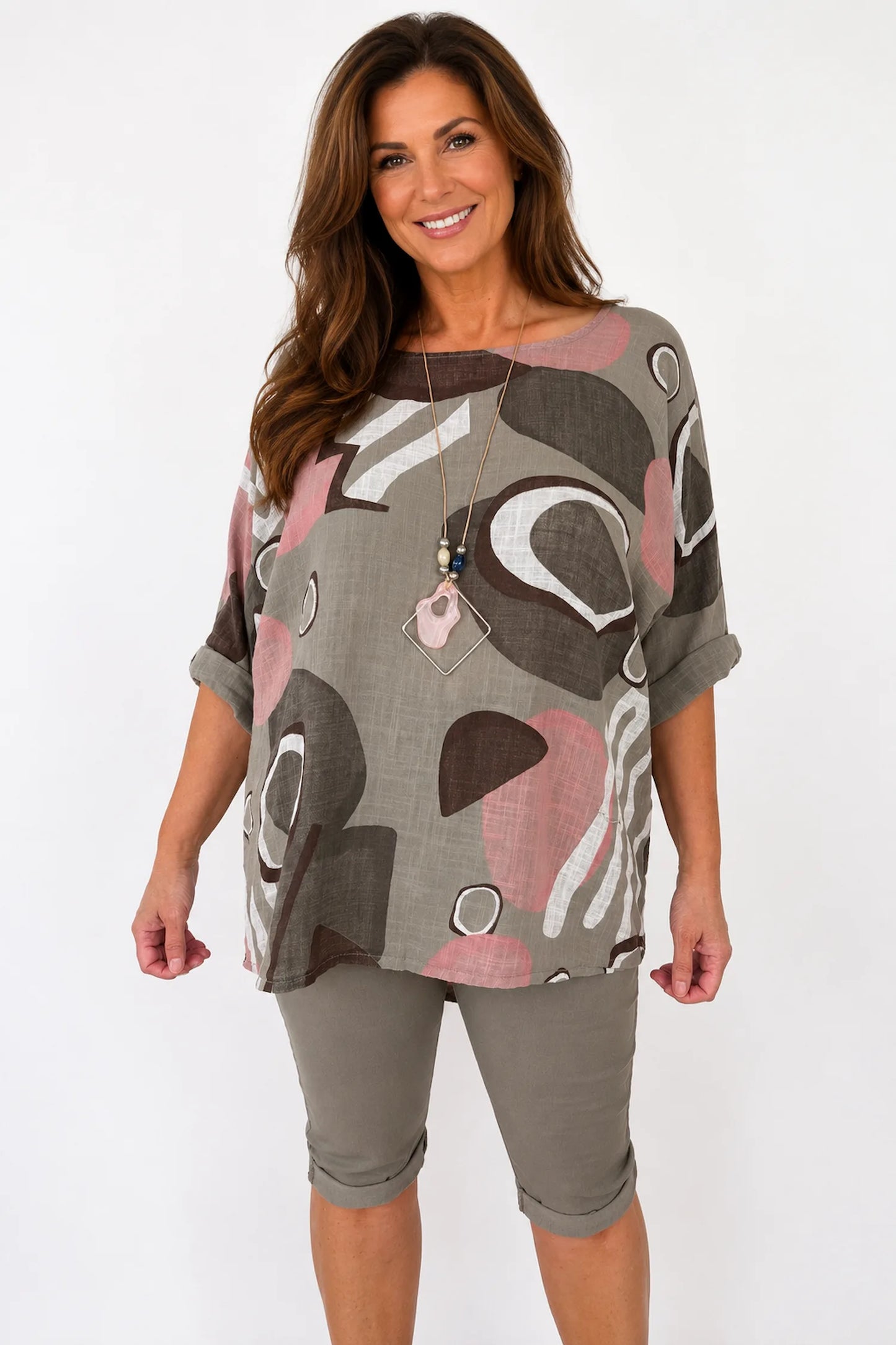 Pure Cotton Sabrina Necklace Top - Mocha