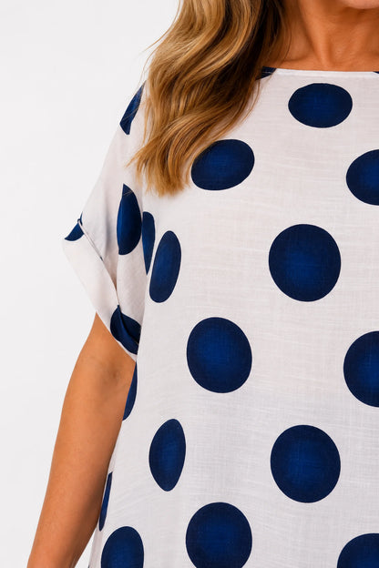 Lightweight Spotted Elizabeth Top - Navy