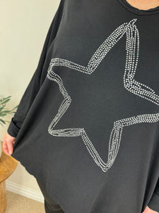 Diamanté Star Cotton Long Sleeve Top SS24