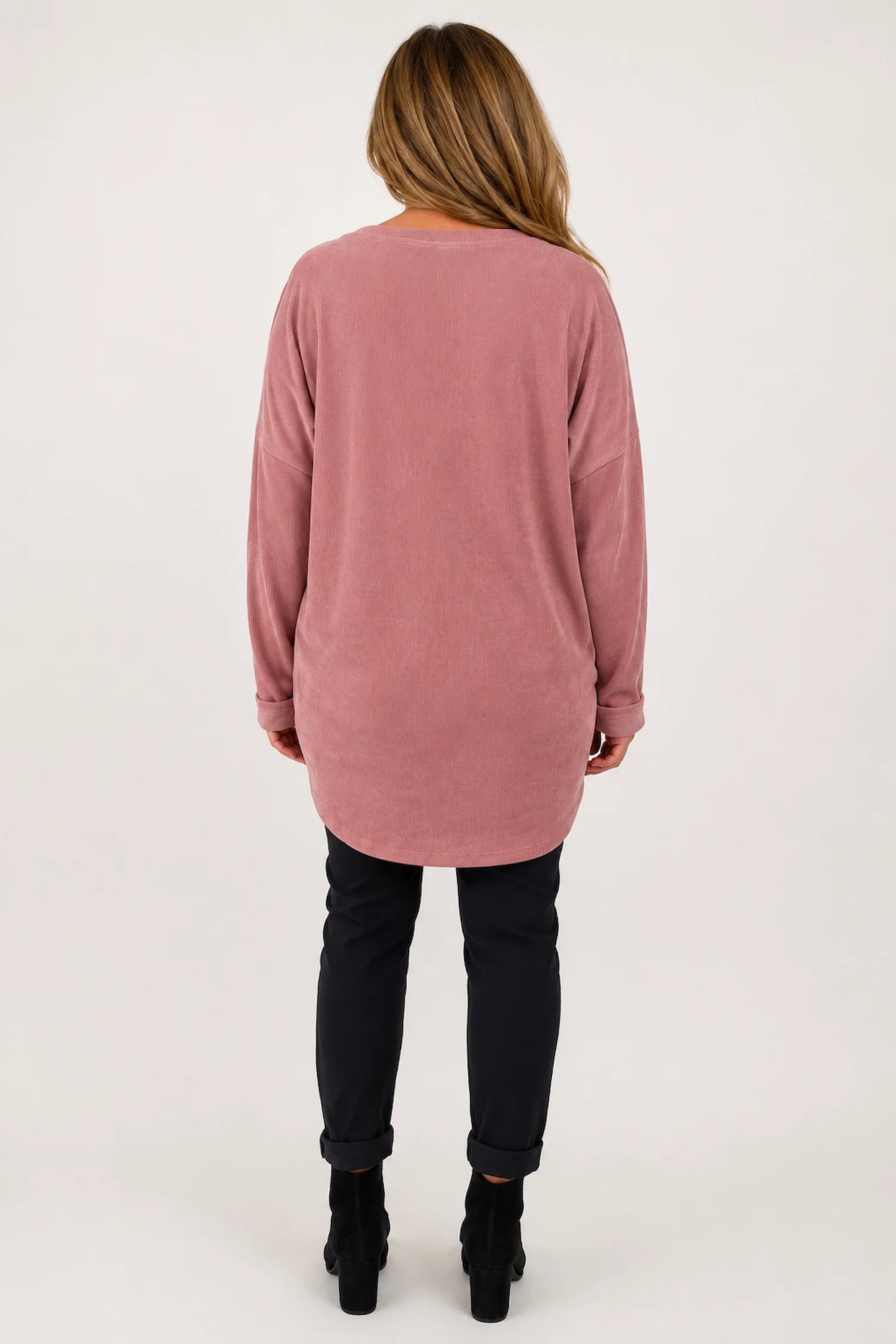 Zipped Hem Badge Detail Ciello Chenille Pocket Top - Rose Pink