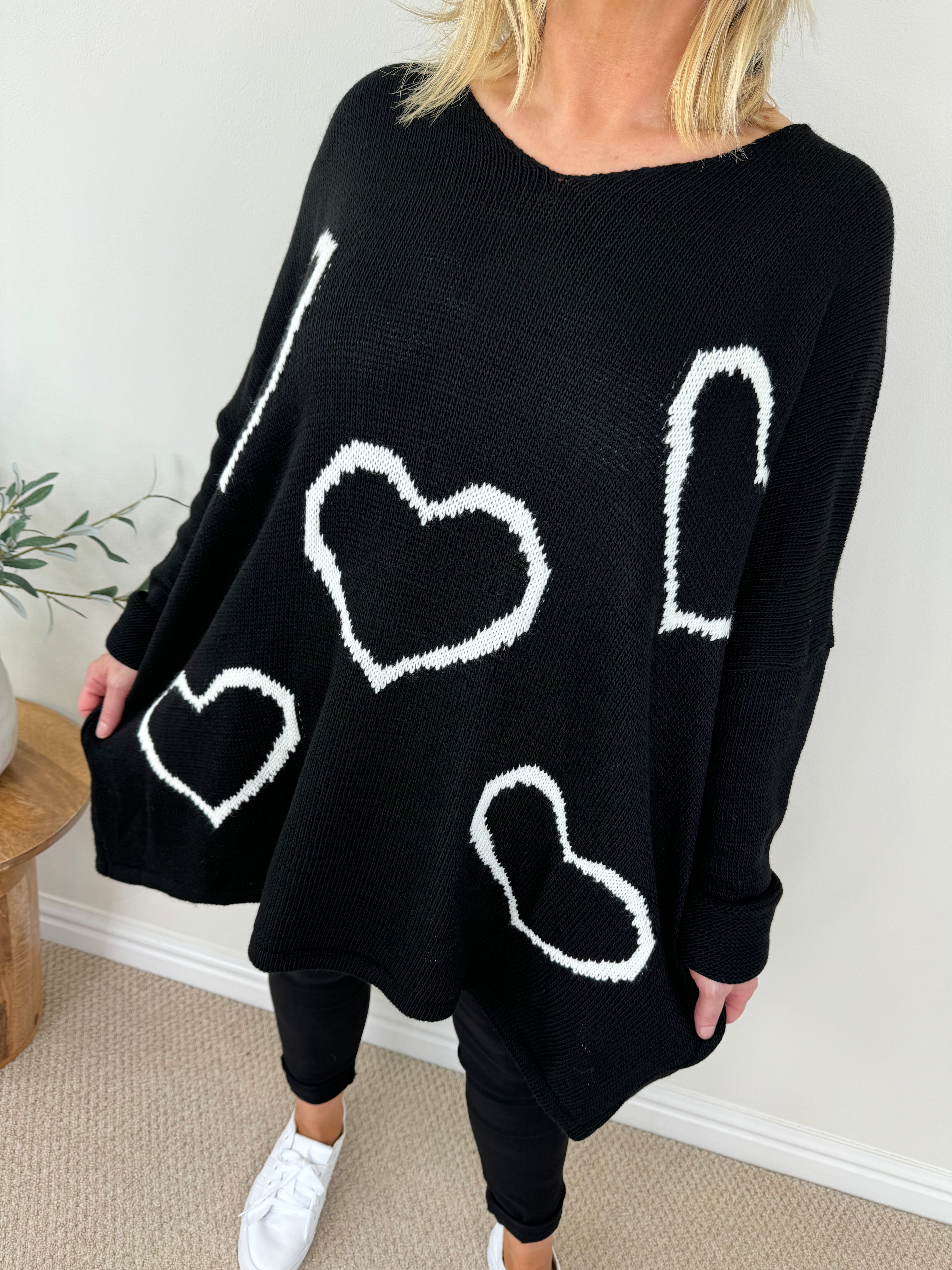 White Heart Knit Jumper AW24