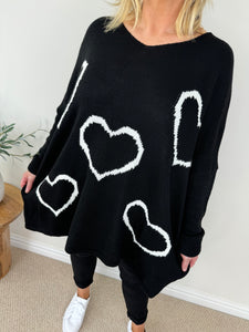 White Heart Knit Jumper AW24