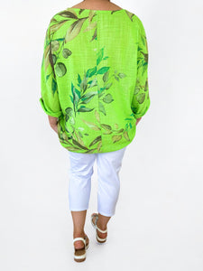 Pure Cotton Carla Necklace Top - Apple Green