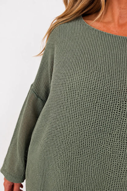 Pure Cotton Fully Lined Amy Mesh Top - Khaki
