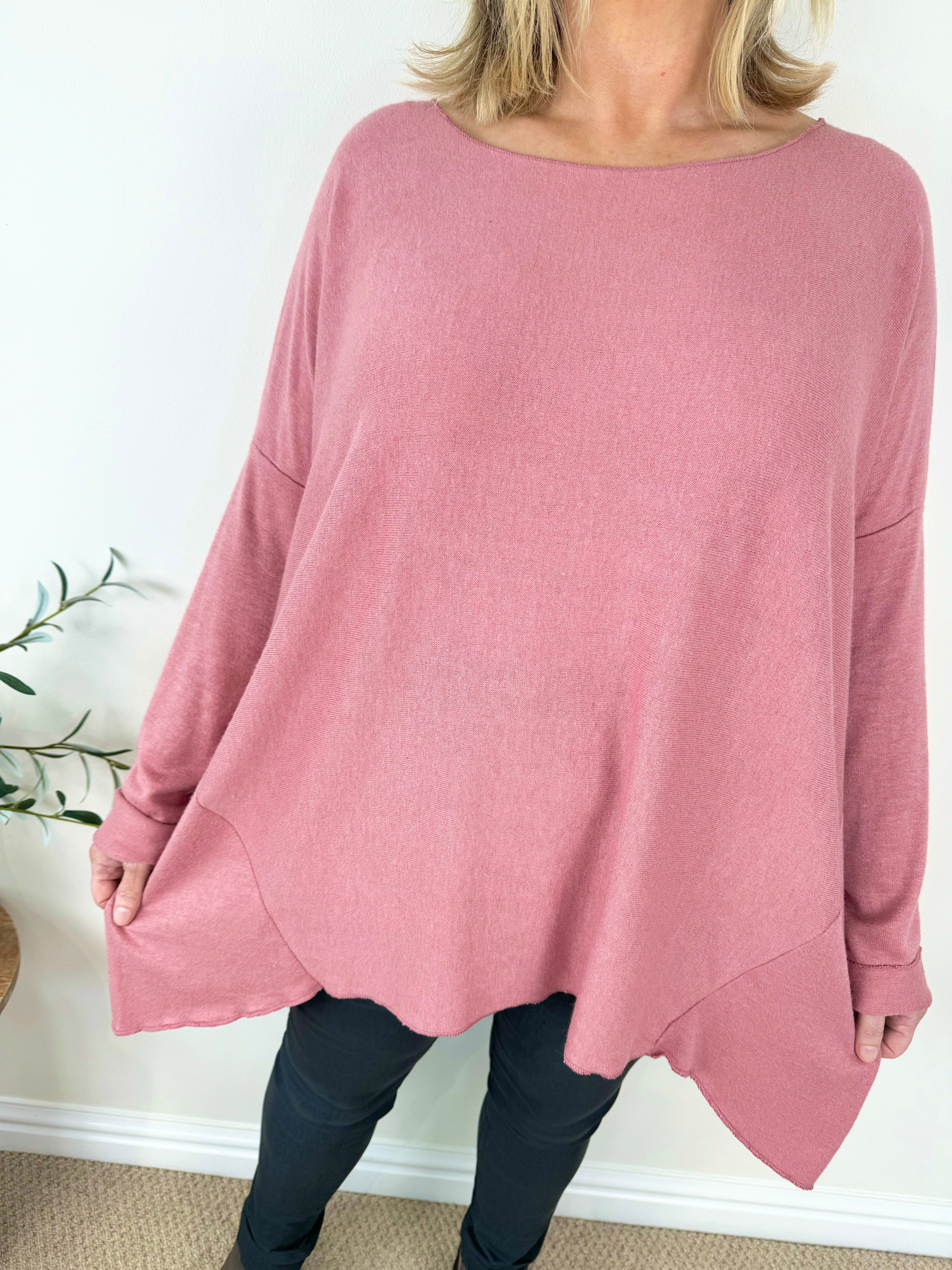 Fine Knit Wool Mix Tara Top AW24 - Raspberry Ripple