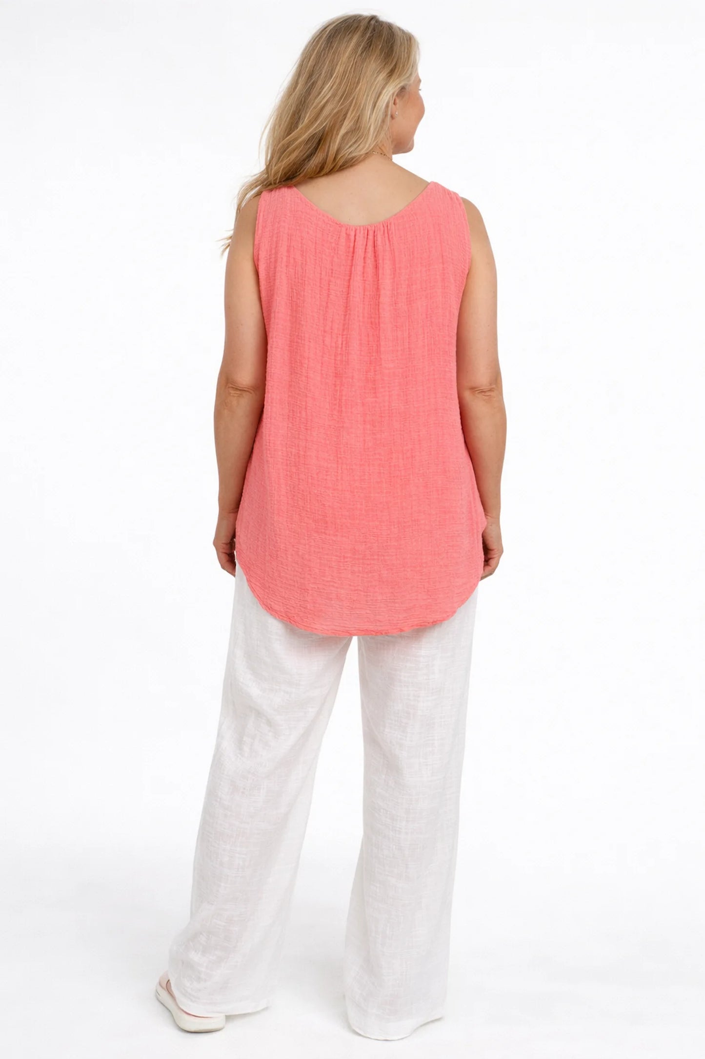 Fully Lined Cotton Italia Necklace Vest - Coral