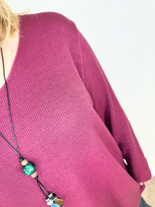 Ribbed Knit Wool Mix Alessia Necklace Top AW24