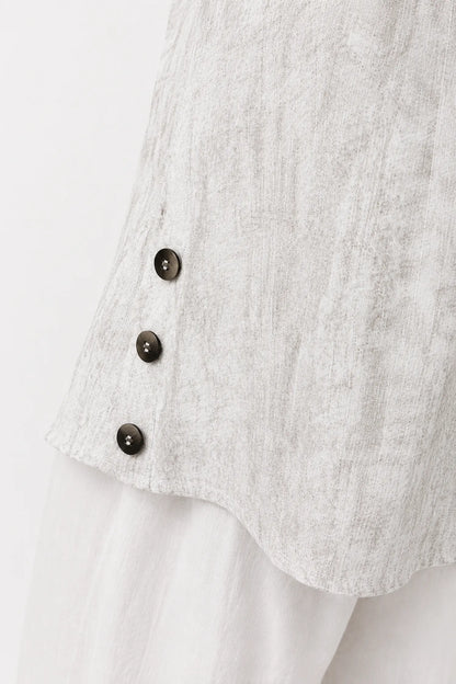 Lightly Textured Button Detail Carla Necklace Vest - Washed Stone