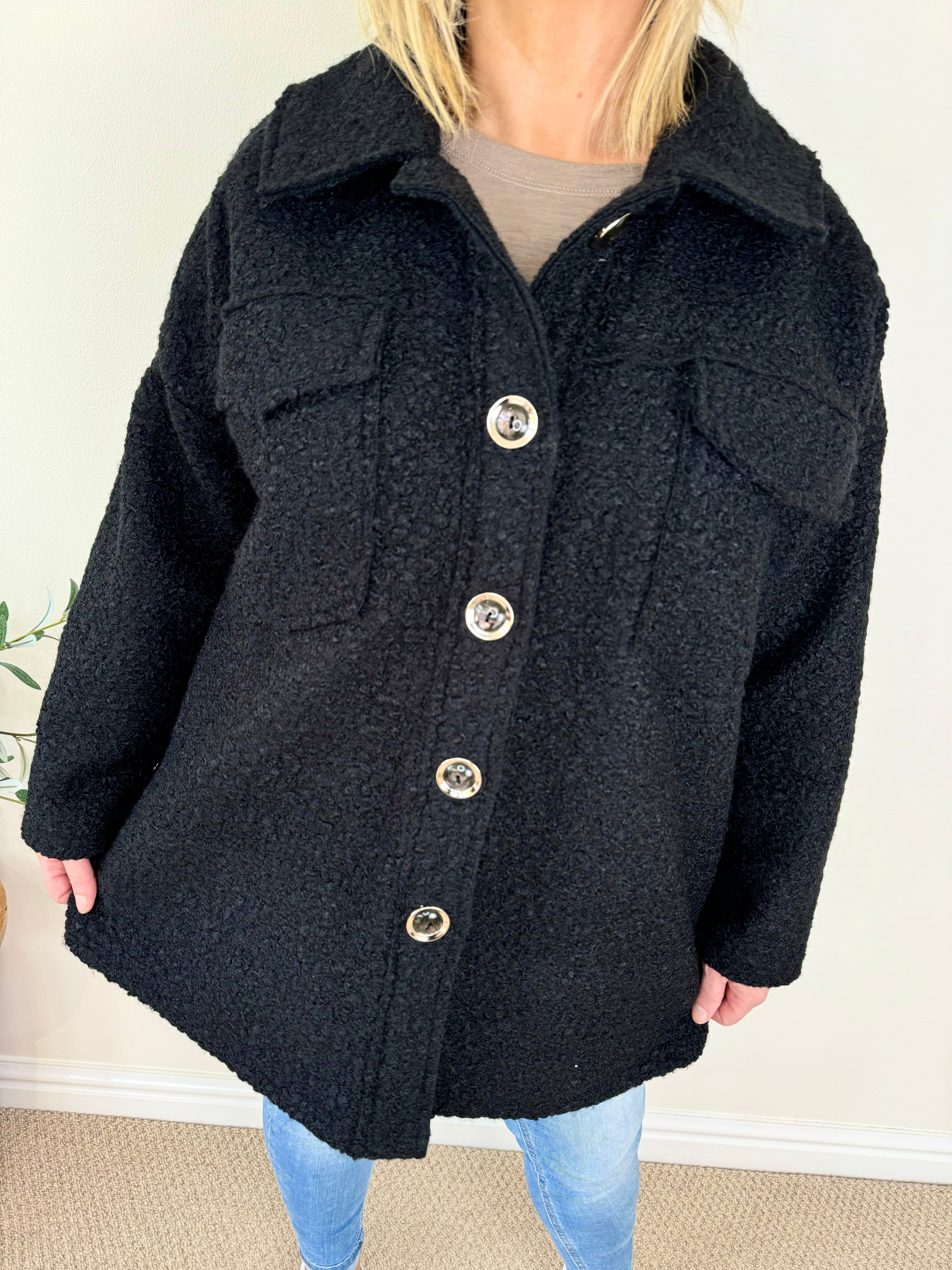 Double Pocket Button Sara Teddy Coat AW24