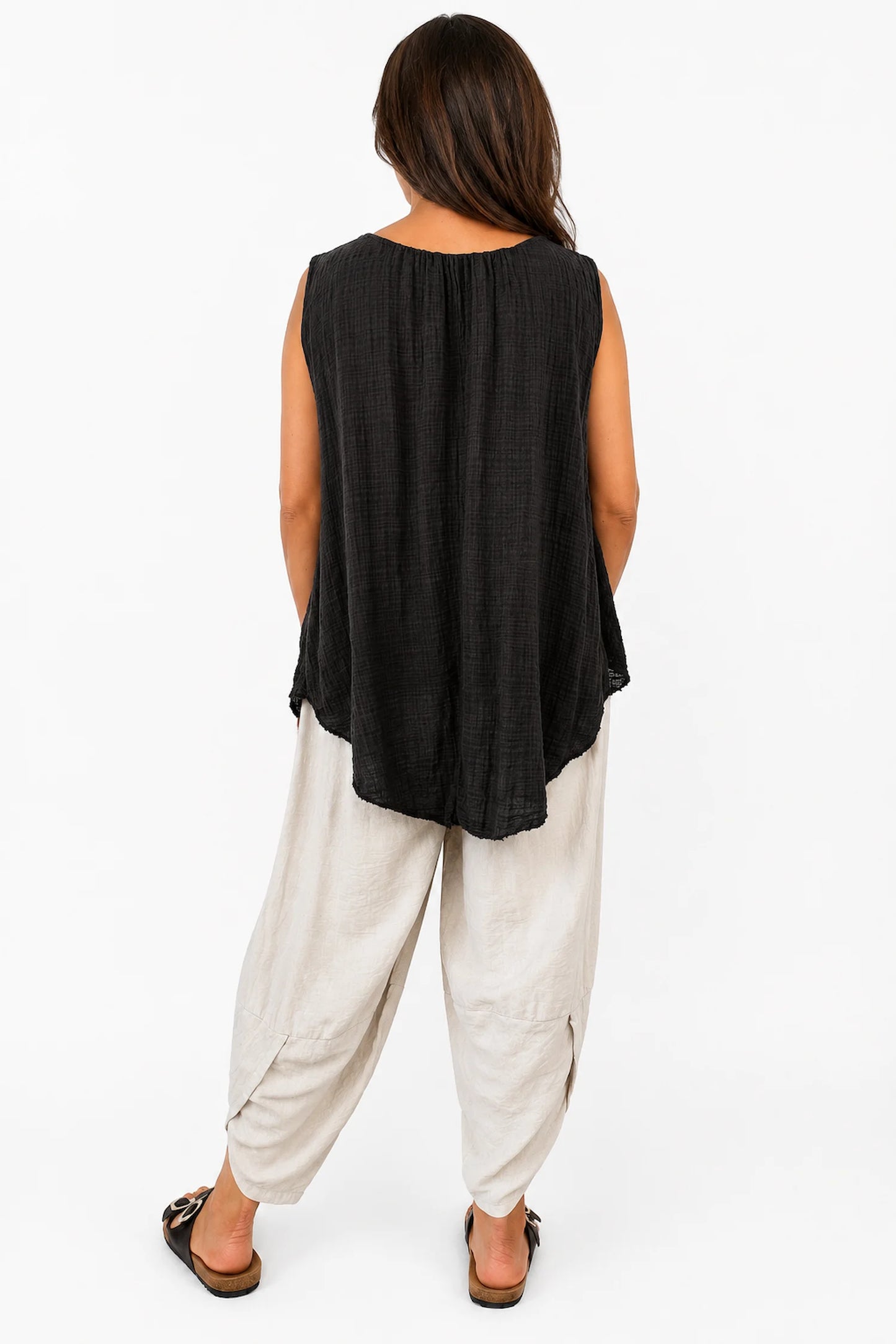 Lagen Look Double Subtle Panel Pocket Elasticated Waist Freya Pants - Beige