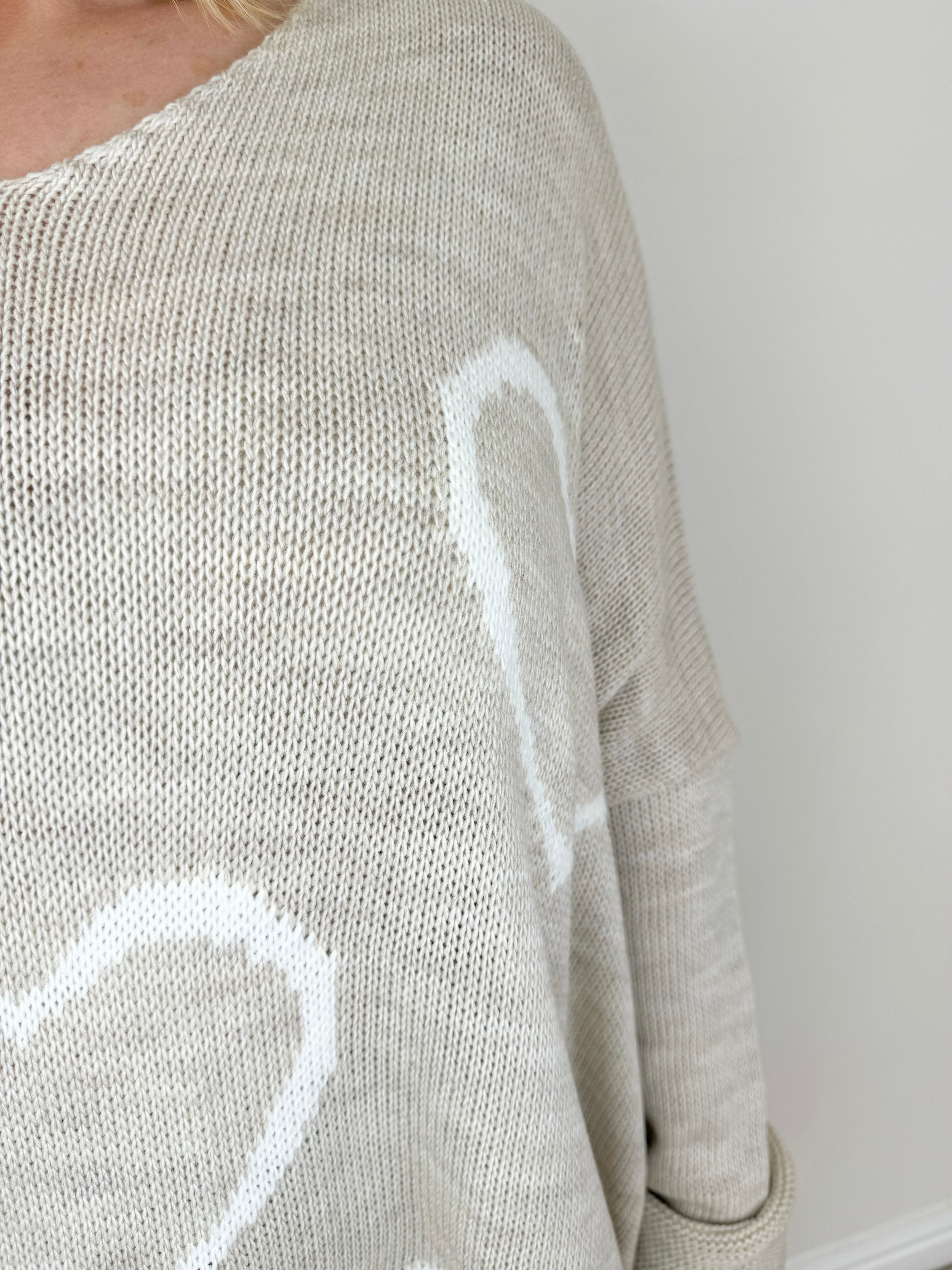 White Heart Knit Jumper AW24