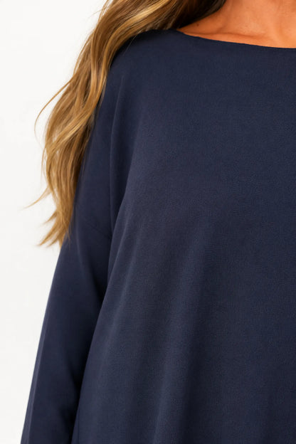 Wool Mix Soft Knit Cassi Top - Navy
