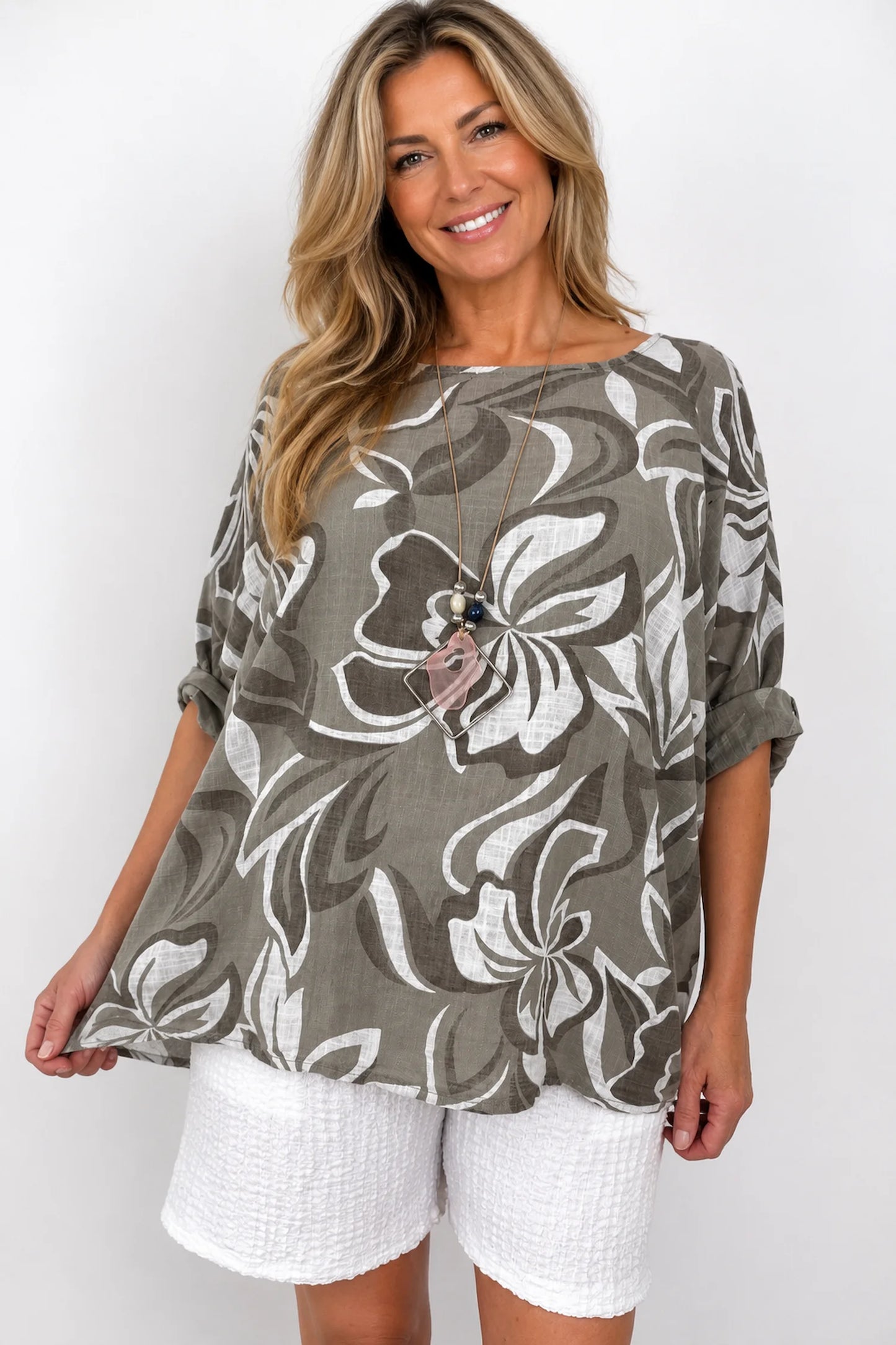 Pure Cotton Pesali Necklace Top - Mocha