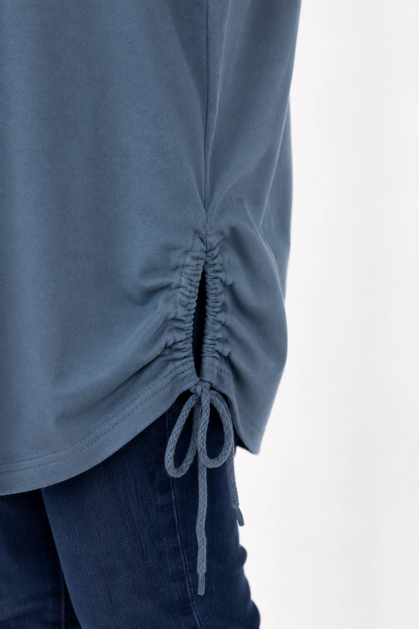 Cotton Diamanté Florence Tree Pocket Detail Tied Side Top - Denim