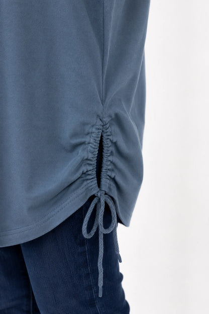 Cotton Diamanté Florence Tree Pocket Detail Tied Side Top - Denim