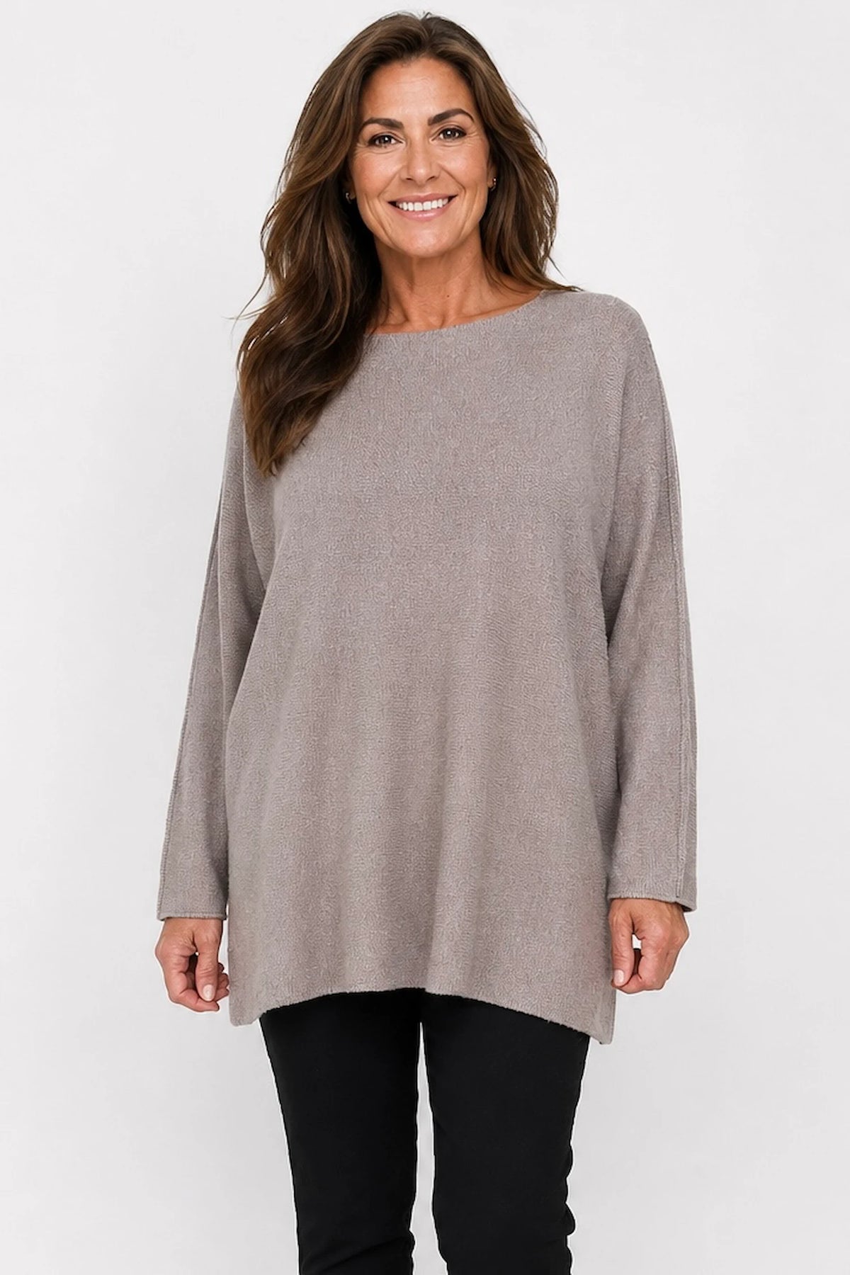 Wool Mix Seam Sleeve Venice Jumper - Mocha