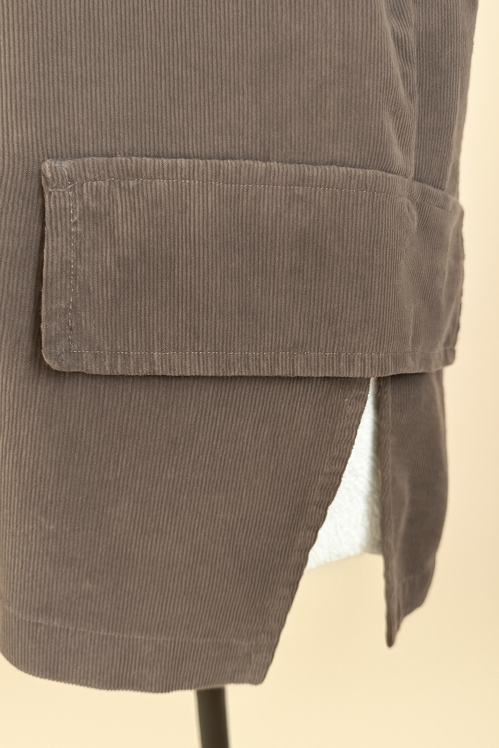 Pure Cotton Needlecord Gold Button Faux Side Pocket Felicity Jacket - Chocolate