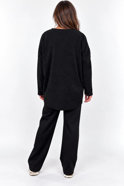 Sosa Ribbed Necklace Top - Black