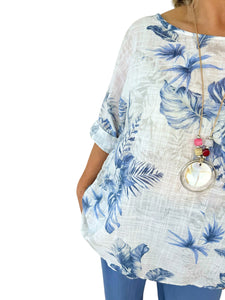 Pure Cotton Palma Necklace Top - White