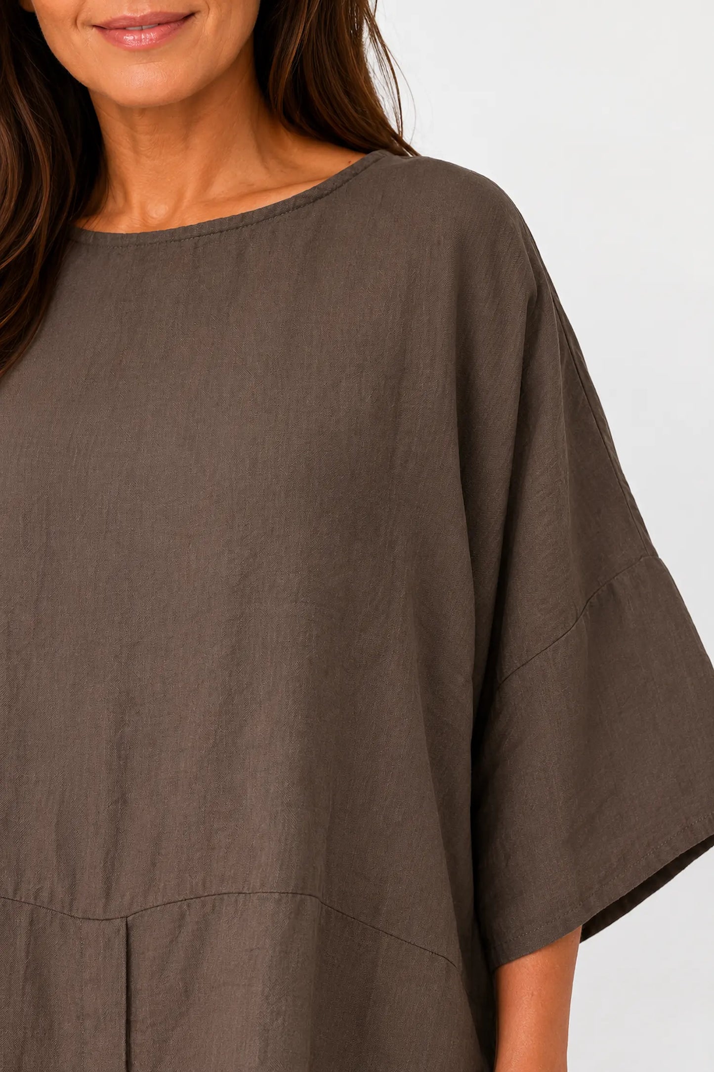 Button Detail Florence Top - Chocolate