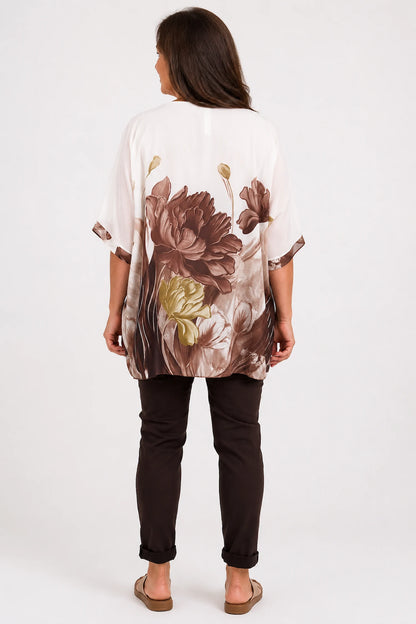 Fully Lined Vintage Floral Elizabeth Chiffon - Vintage Chocolate