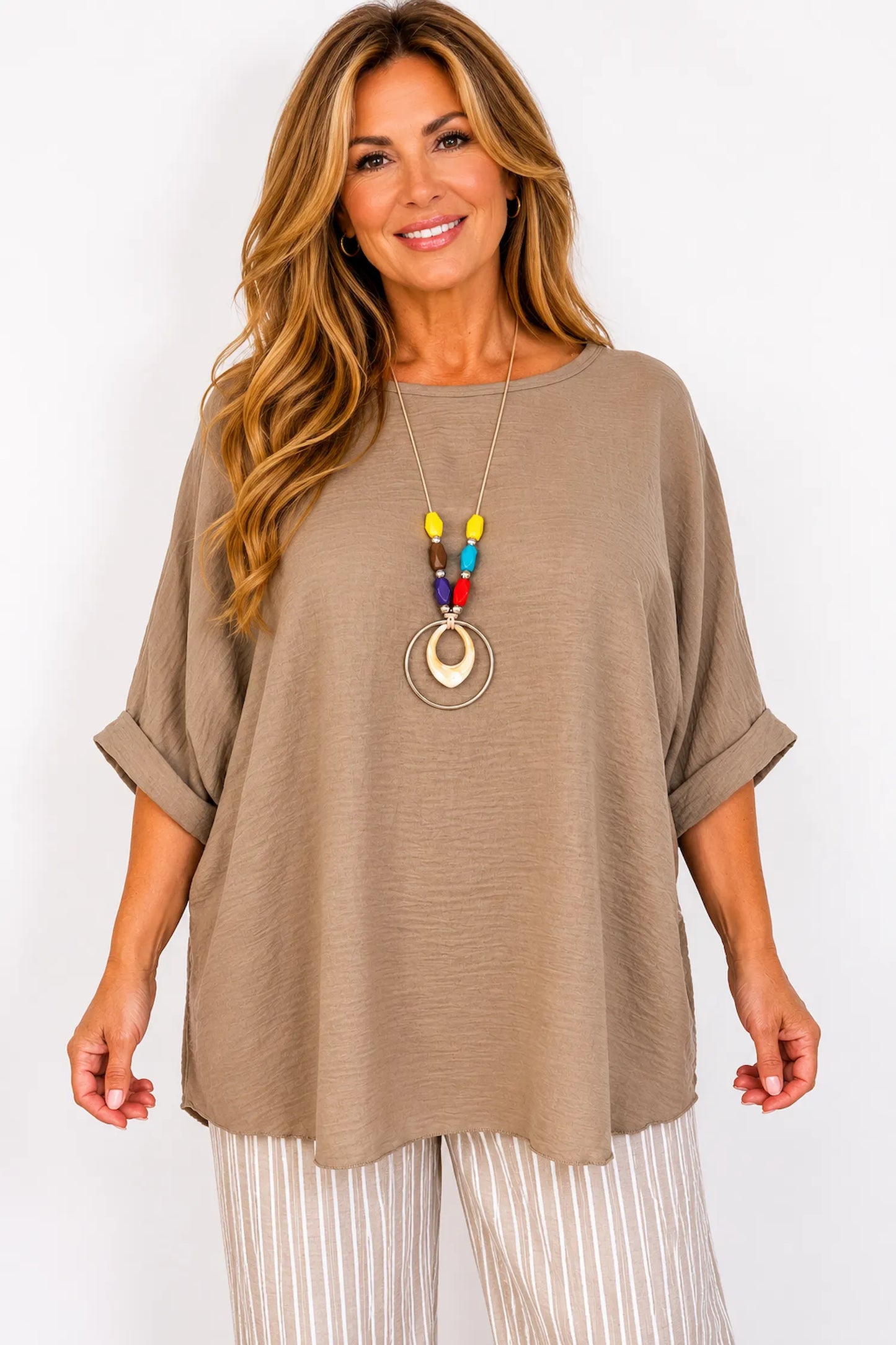 Lightweight Flow Telisa Necklace Top - Caramel