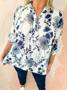 Pure Cotton Button Sleeve Ivy Shirt - White