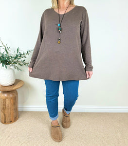 Ribbed Knit Wool Mix Alessia Necklace Top AW24