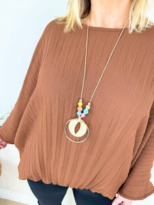 Pleated Batwing Sarlo Necklace Top SS24