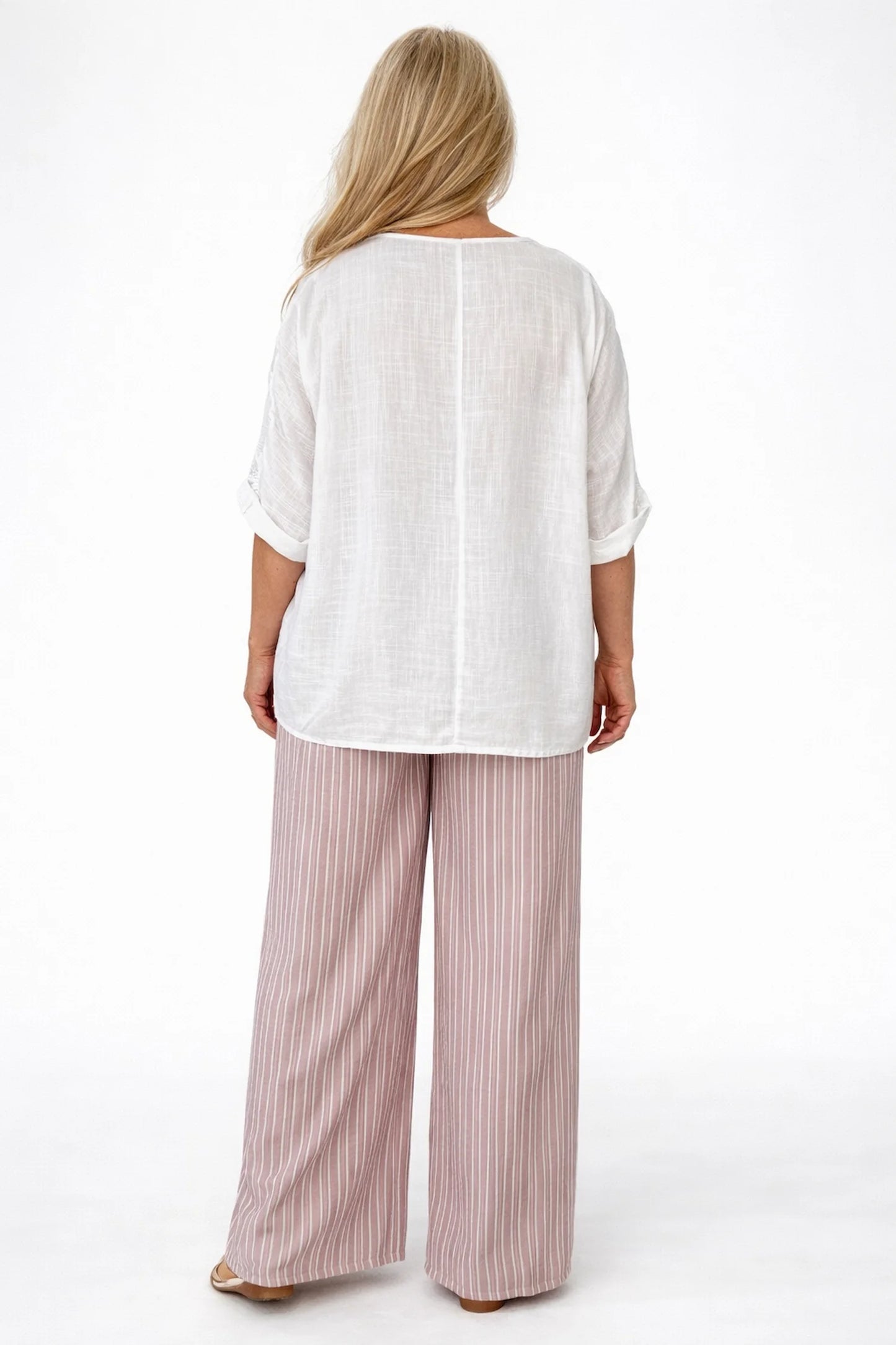 Linen Cotton Mix Premium Stitch Floral Crochet Shoulder Toscana Top - White