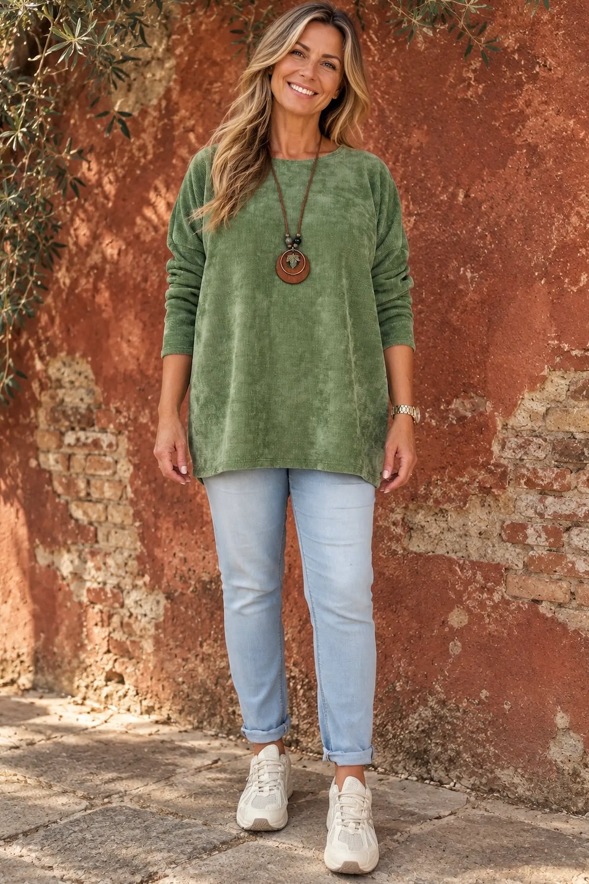 Ariana Chenille Necklace Top - Vintage Sage