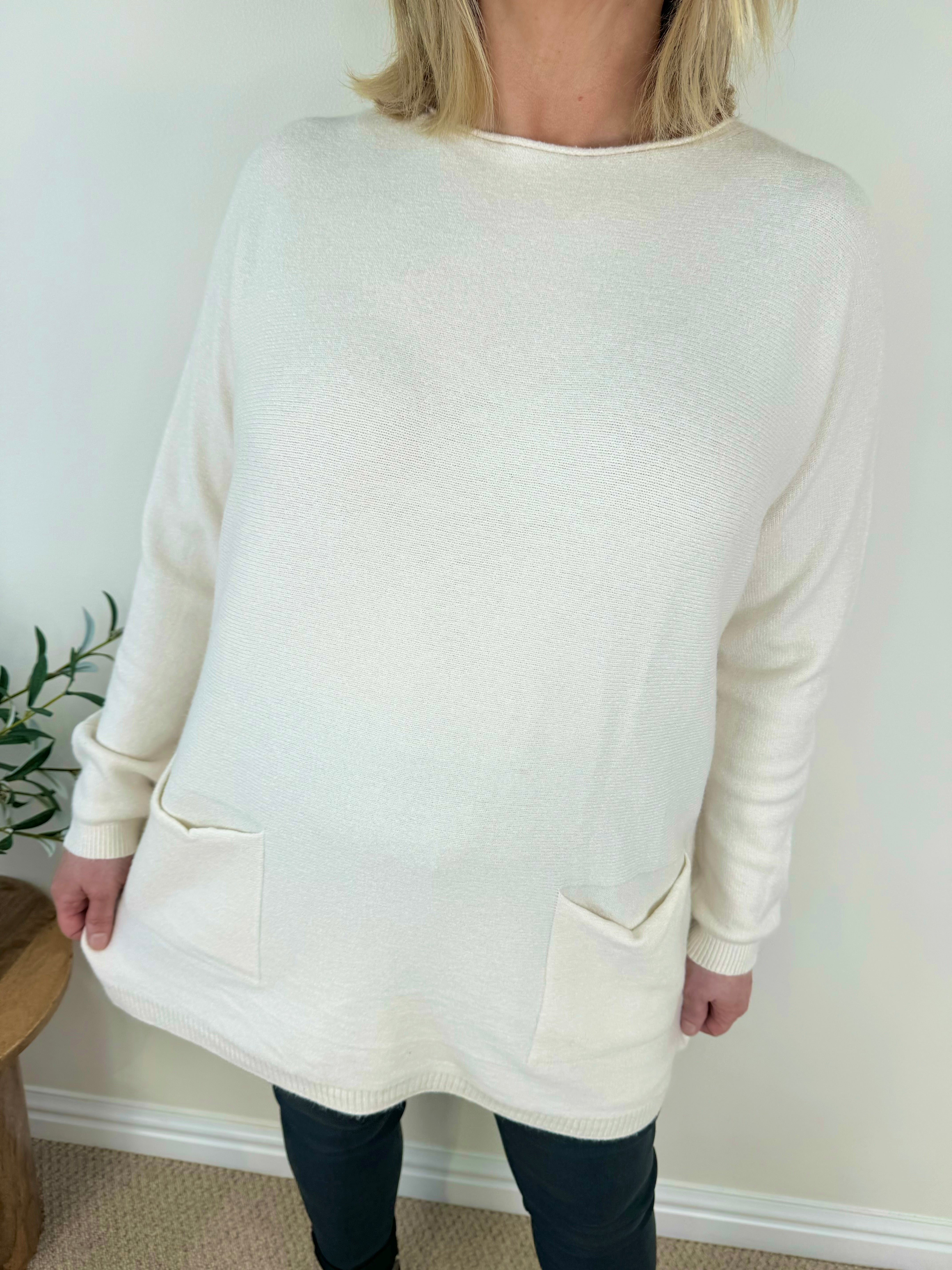 Premium Knit Button Back Double Pocket Viera Jumper AW22