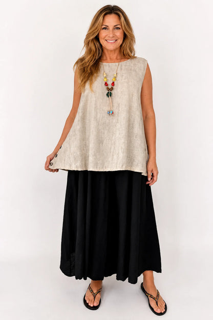 Elasticated Smocked Waist Wide Leg Flora Culotte Pants - Black