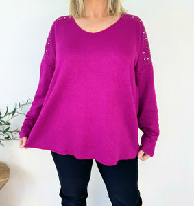 Diamanté Sleeve Soft Knit Nina Top AW24