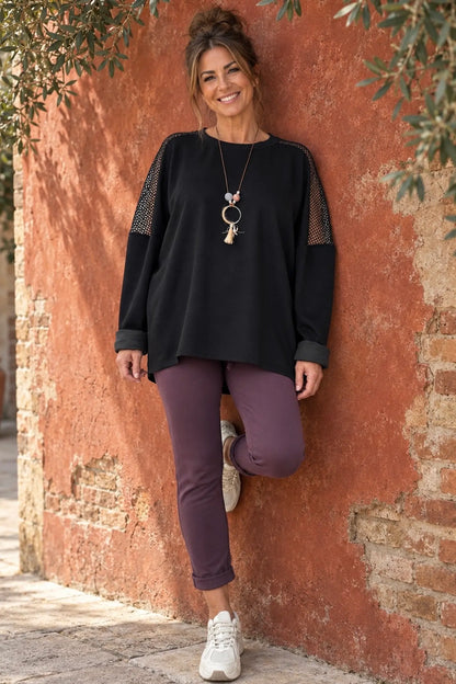 Cotton Elasticated Waist Drawstring Double Pocket Italia Joggers - Grape