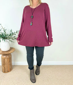 Ribbed Knit Wool Mix Alessia Necklace Top AW24