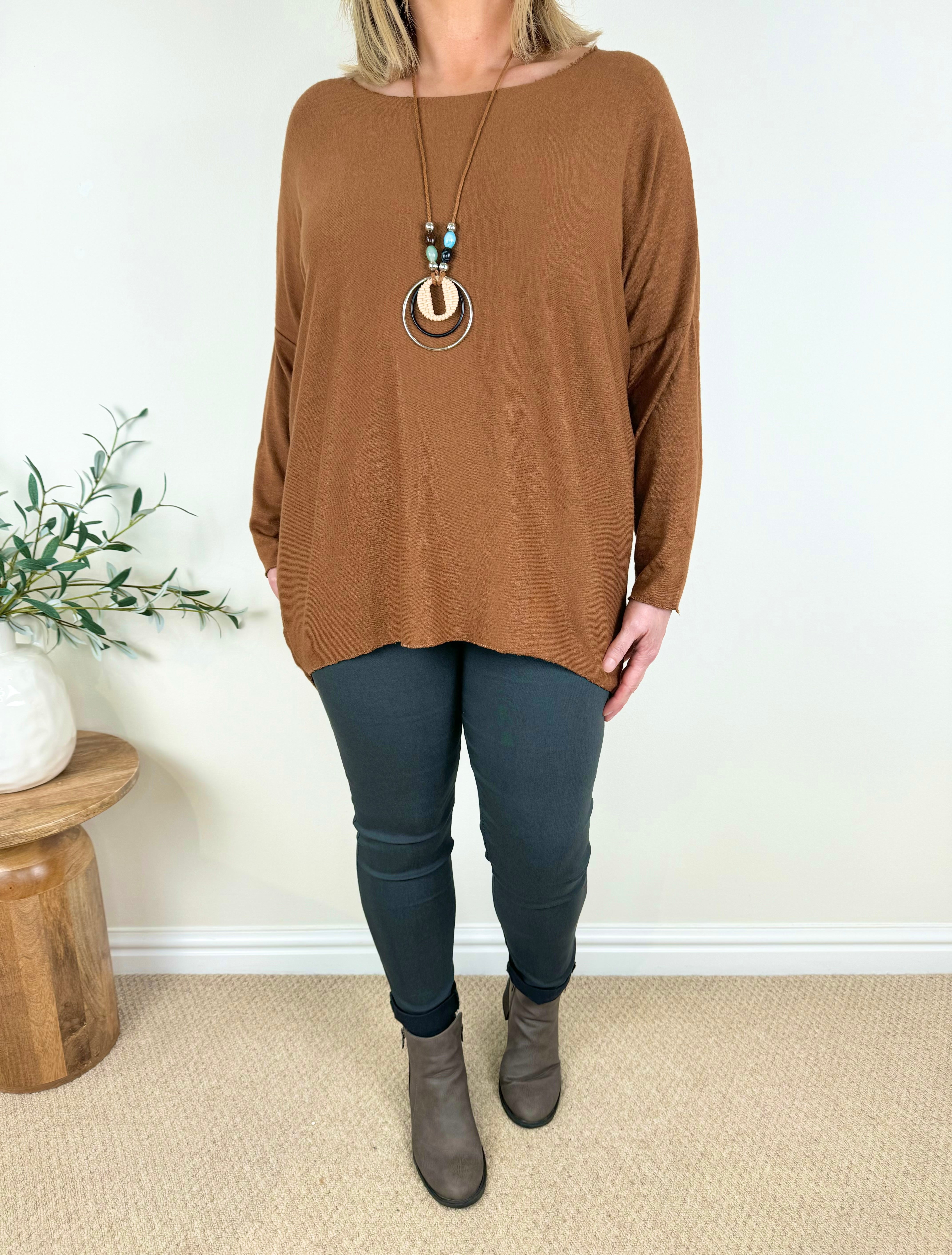 Wool Mix High Low Gigi Necklace Top AW24