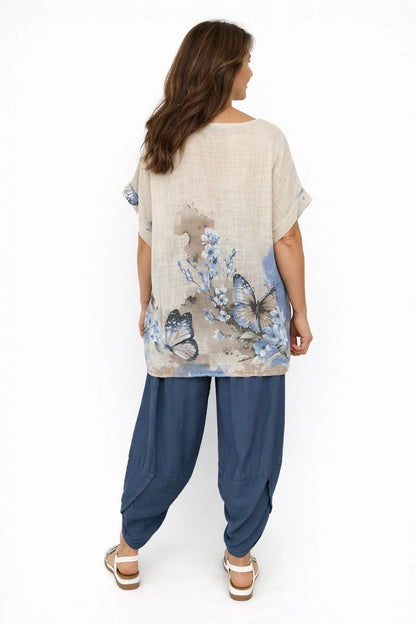 Lagen Look Double Subtle Panel Pocket Elasticated Waist Freya Pants - Denim