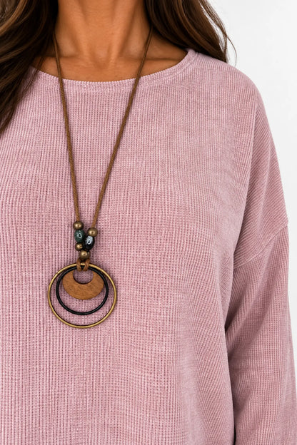 Ariana Chenille Necklace Top - Rosewood Pink