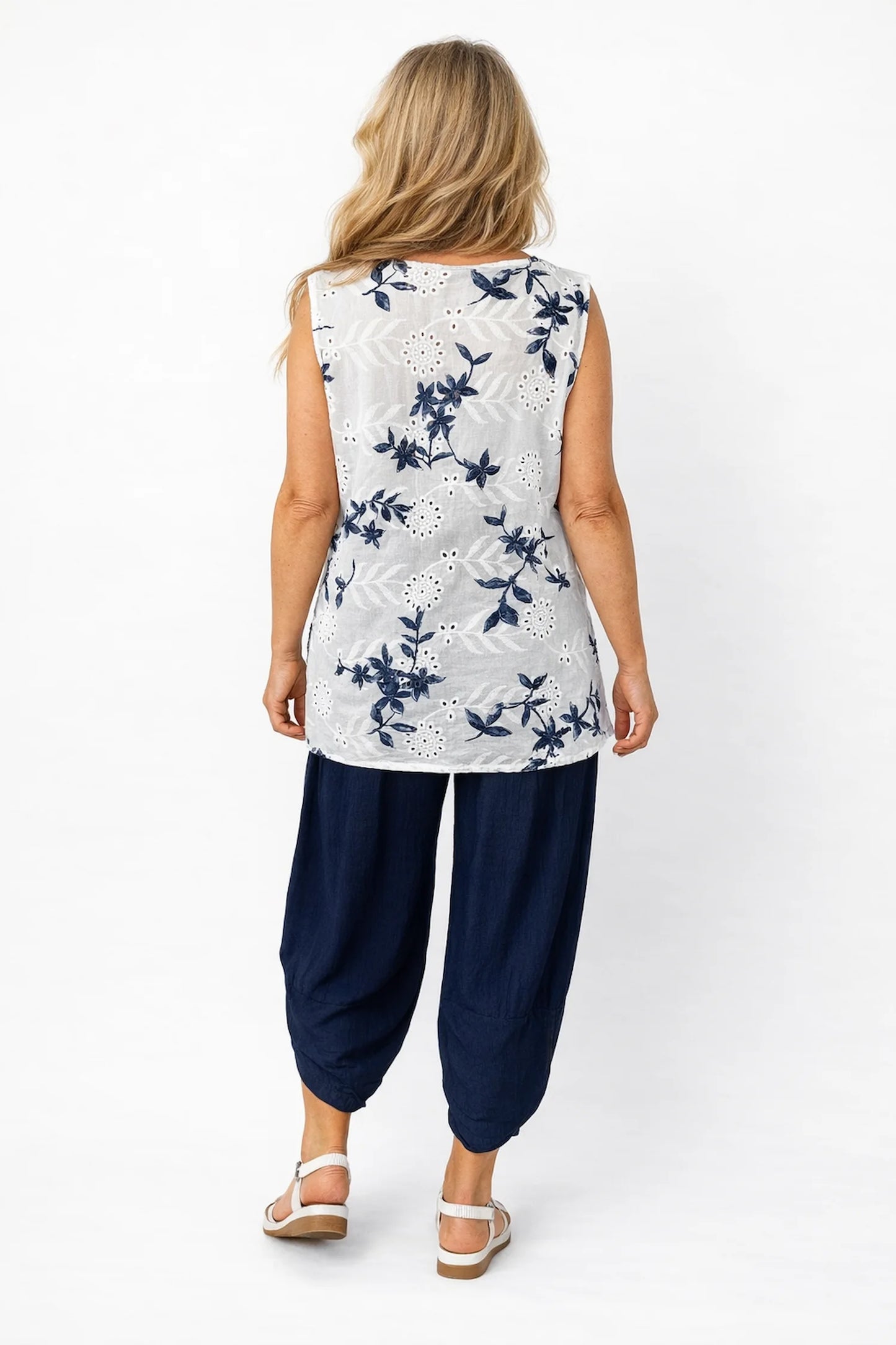 Lagen Look Double Subtle Panel Pocket Elasticated Waist Freya Pants - Navy